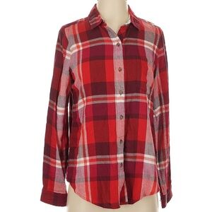 Lucky Brand Soft Lightweight Long Sleeve Red Button Down Plaid Shirt